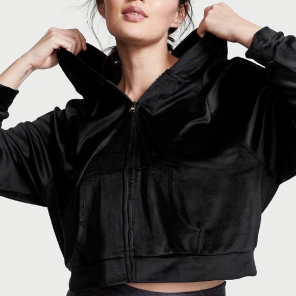 Victoria's Secret Tops - Victoria’s Secret Velour Front-Zip Hoodie